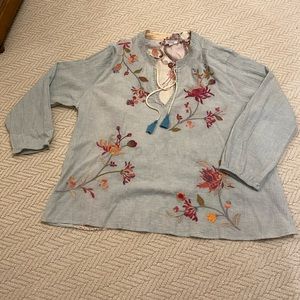 Johnny Was embroidered cotton and silk tunic.